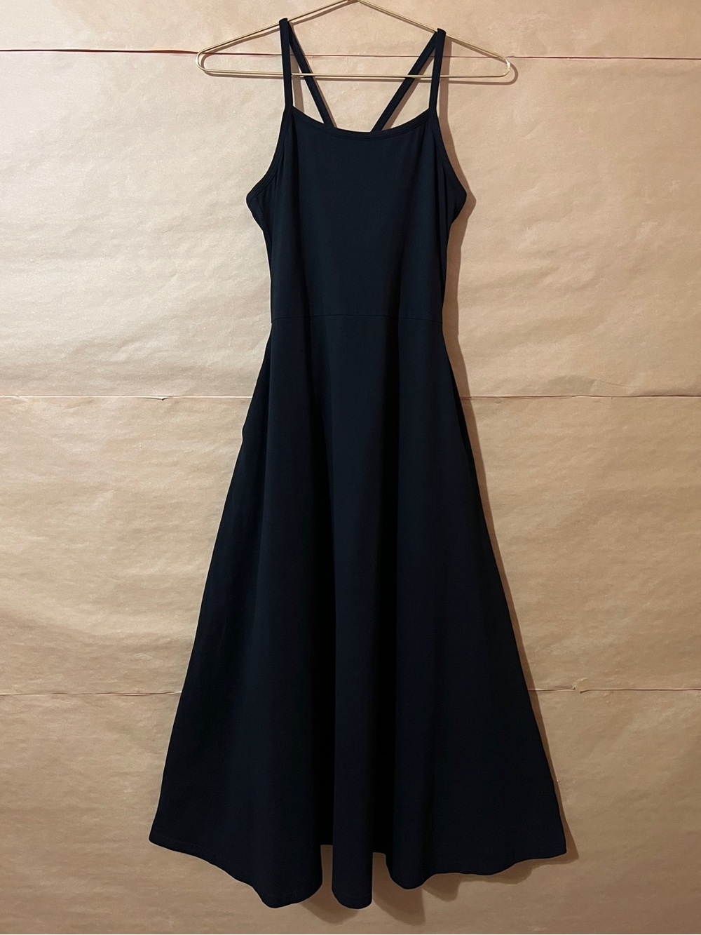 Pact | Organic Cotton Fit & Flare Midi Dress Jersey Knit Popover Black Size S